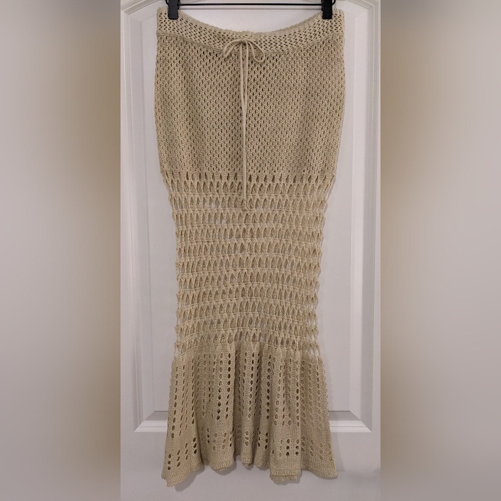 NWOT Tan Knit Cover Up Beach Skirt Size S